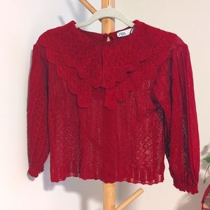 Zara red knit blouse